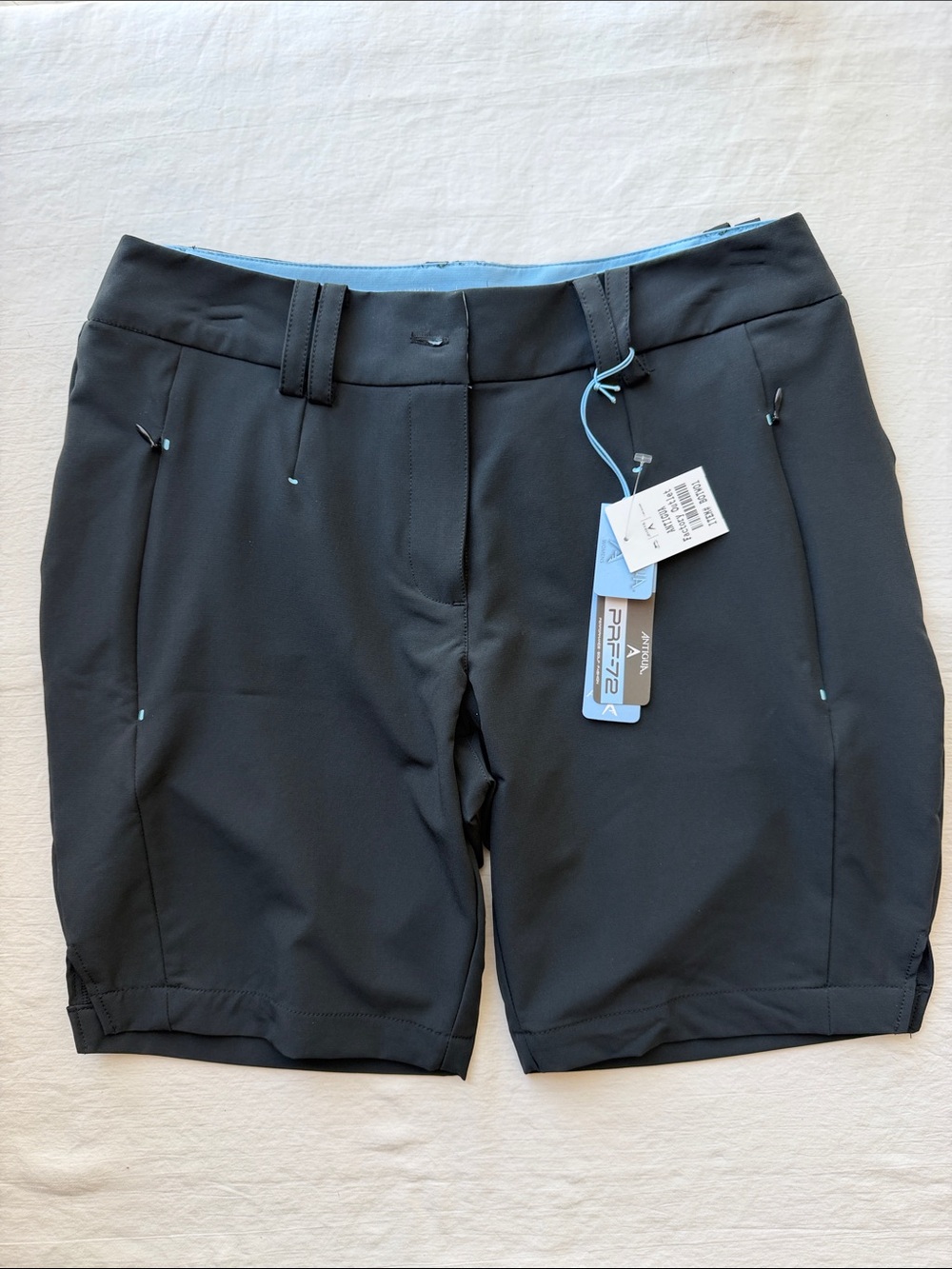 Antigua Black Shorts with Light Blue Trim